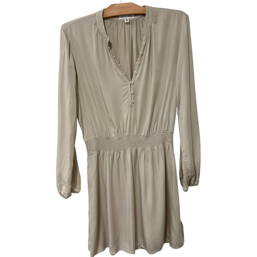 Cloth and Stone | Dress Short Long Sleeve Khaki- Size Medium